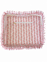Pink Bow Floral Ruffle Carryall Project Bag