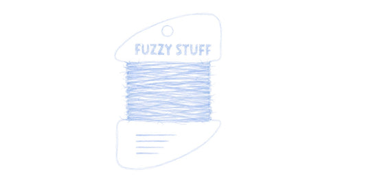 Watercolor of a Fuzzy Stuff thread card in pale blue