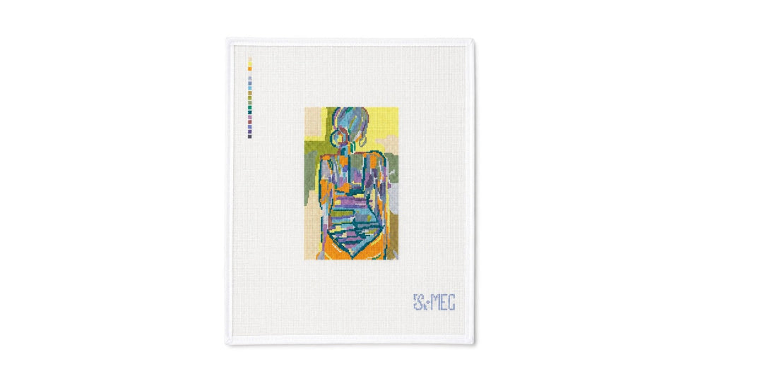 Hand-painted needlepoint canvas on stretcher bars