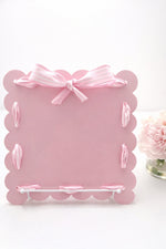 Light Pink Scalloped Needleminder Board with Blue & White Ribbon