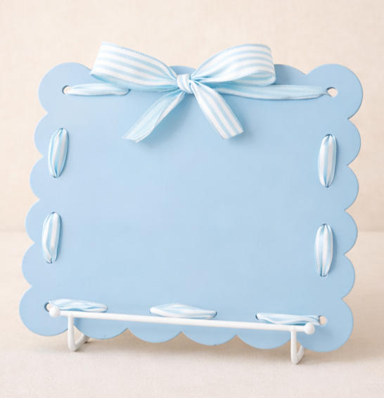 Light Blue Scalloped Needleminder Board with Blue & White Ribbon