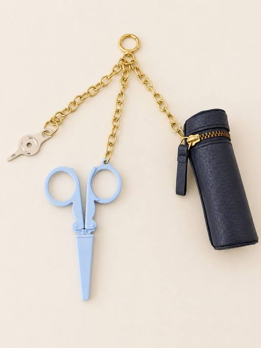 Powder Blue Needlepoint Travel Chain