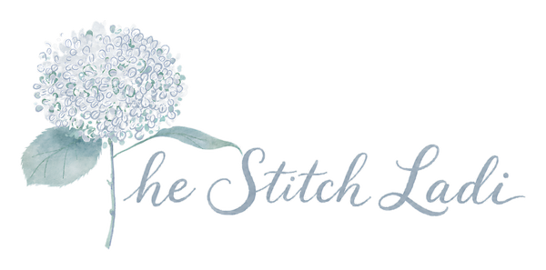 The Stitch Ladi — hydrangea and script logo, muted