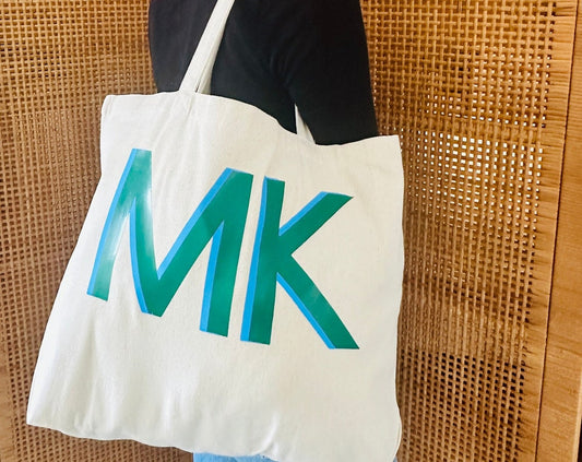 Personalized Christmas Market Tote Bag with Monogram - Holiday Gift and Shopping Essential