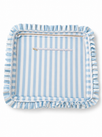 Light Blue Stripe Ruffle Carryall Project Bag