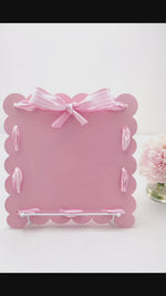 Light Pink Scalloped Needleminder Board with Blue & White Ribbon