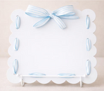 White Scalloped Needleminder Board with Blue & White Ribbon
